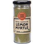 90g jar of Mindful Foods organic Lemon Myrtle powder featuring native Australian botanical labels.