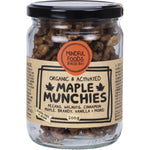 200g bag of Mindful Foods Maple Munchies featuring organic, kombucha-activated pecans and walnuts.