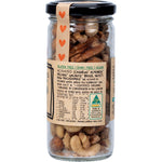 Mindful Foods 110g jar of Organic & Activated Mixed Nuts with a white label and gold lid.
