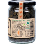 300g glass jar of Mindful Foods Organic and Activated Pepitas featuring green seeds and a white label.