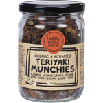 200g jar of Mindful Foods Teriyaki Munchies featuring kombucha-activated nuts and seeds with a brown label.