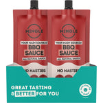 Back of Mingle BBQ All Natural Sauce 250g bottle showing nutrition facts, ingredients, and storage instructions.
