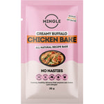 Mingle Buffalo Chicken Bake 35g recipe base sachet with an orange label and illustration of a chicken dish.