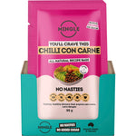 Back of a Mingle Chilli Con Carne 35g sachet with nutrition facts, ingredients, and storage instructions.