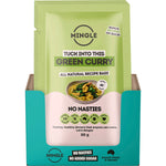 Twelve 30g sachets of Mingle Green Curry Recipe Base arranged in a box against a white background.