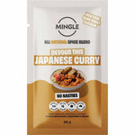 Mingle Japanese Curry 12-pack of 30g recipe base sachets featuring all-natural ingredients on a white background.