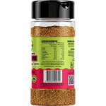 Side view of Mingle Jord's Nan's Apple Pie Topper 130g jar showing nutrition facts and ingredients.