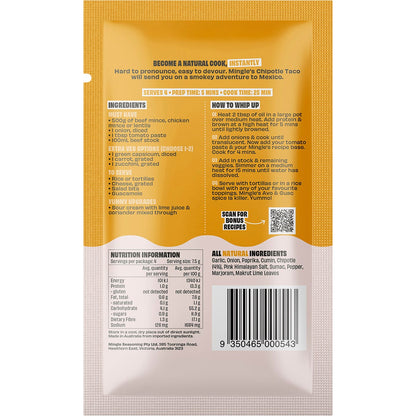 Mingle Smokey Chipotle Tacos All Natural Recipe Base 30g (Pack of 12) Payless 4 Organics