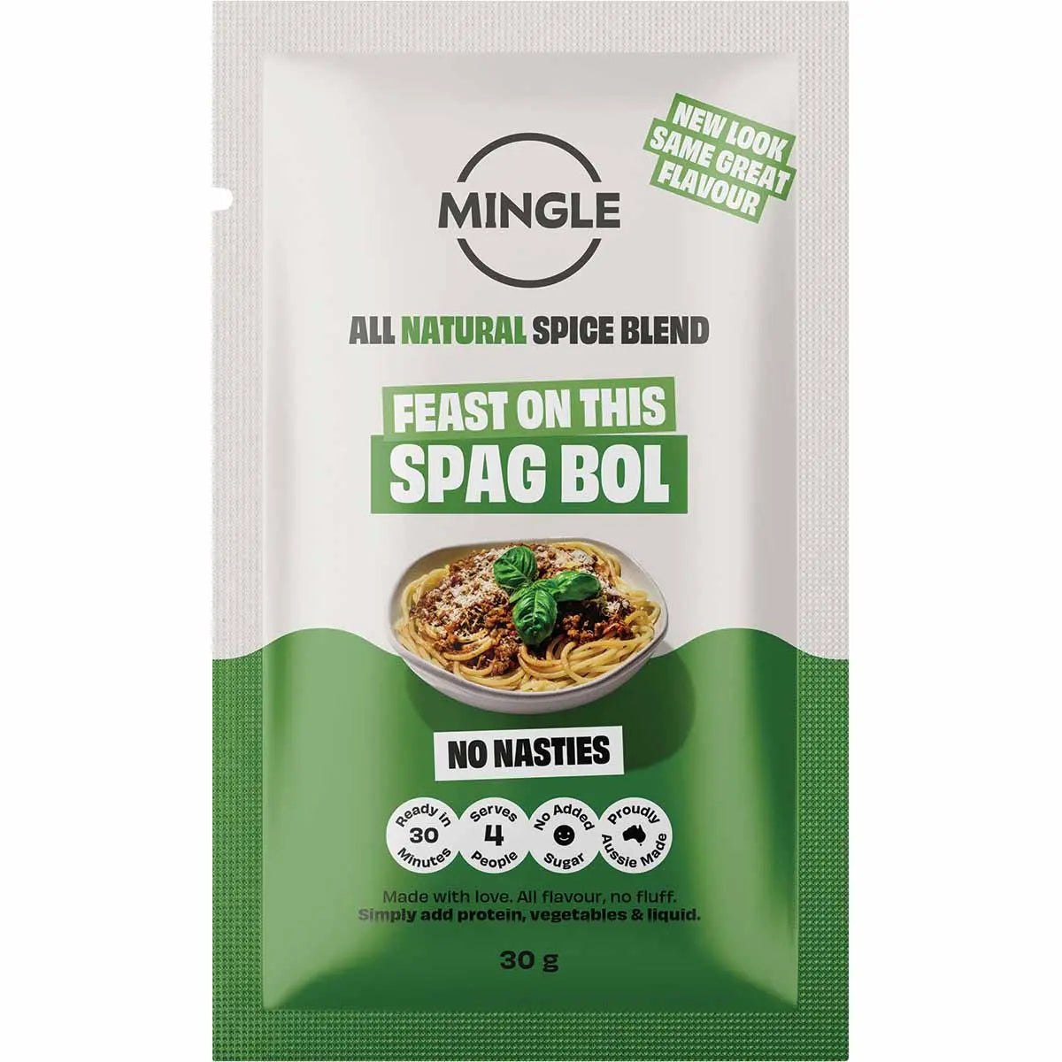 Mingle Spag Bol Speedy-Style 30g recipe base sachet featuring aromatic herbs for spaghetti bolognese.