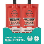 Back of Mingle Tomato Sauce 250g pouch with nutrition facts, ingredients, and natural health benefits.