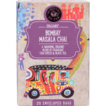 Ministry of Tea Bombay Masala Chai 20-pack box with vibrant illustrations of an Indian street scene and a tea cup.