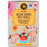 Ministry of Tea Organic Mellow Rooibos with Vanilla box featuring 20 tea bags and a colorful botanical illustration.