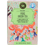 Ministry of Tea Organic Pure Green Tea 20 Pack box featuring a teapot illustration and green leaf designs.