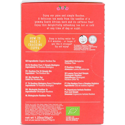 Ministry of Tea Organic Rooibos Pure & Simple Tea Bags 20 Pack Payless 4 Organics