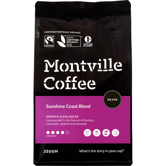 Montville Coffee Coffee Beans Sunshine Coast Blend 250g Payless 4 Organics
