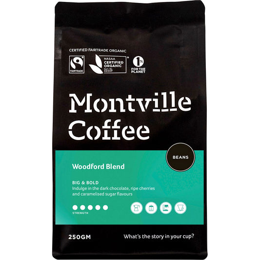 Montville Coffee Coffee Beans Woodford Blend 250g Payless 4 Organics