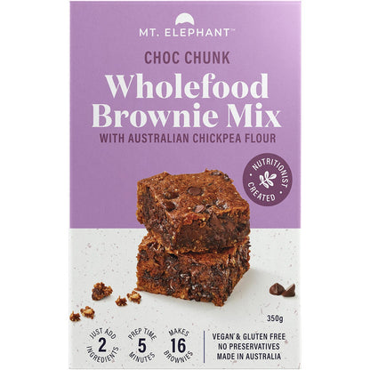 Mt. Elephant Wholefood Brownie Mix Choc Chunk 350g (Pack of 5) Payless 4 Organics