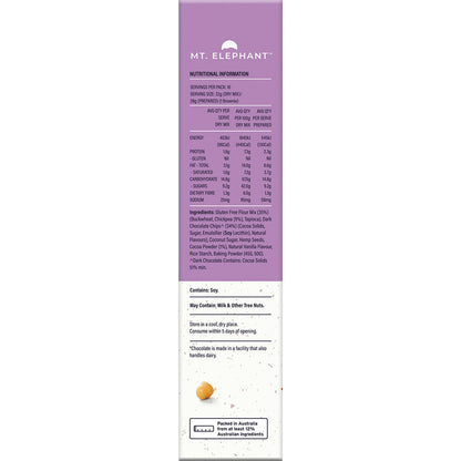 Mt. Elephant Wholefood Brownie Mix Choc Chunk 350g (Pack of 5) Payless 4 Organics