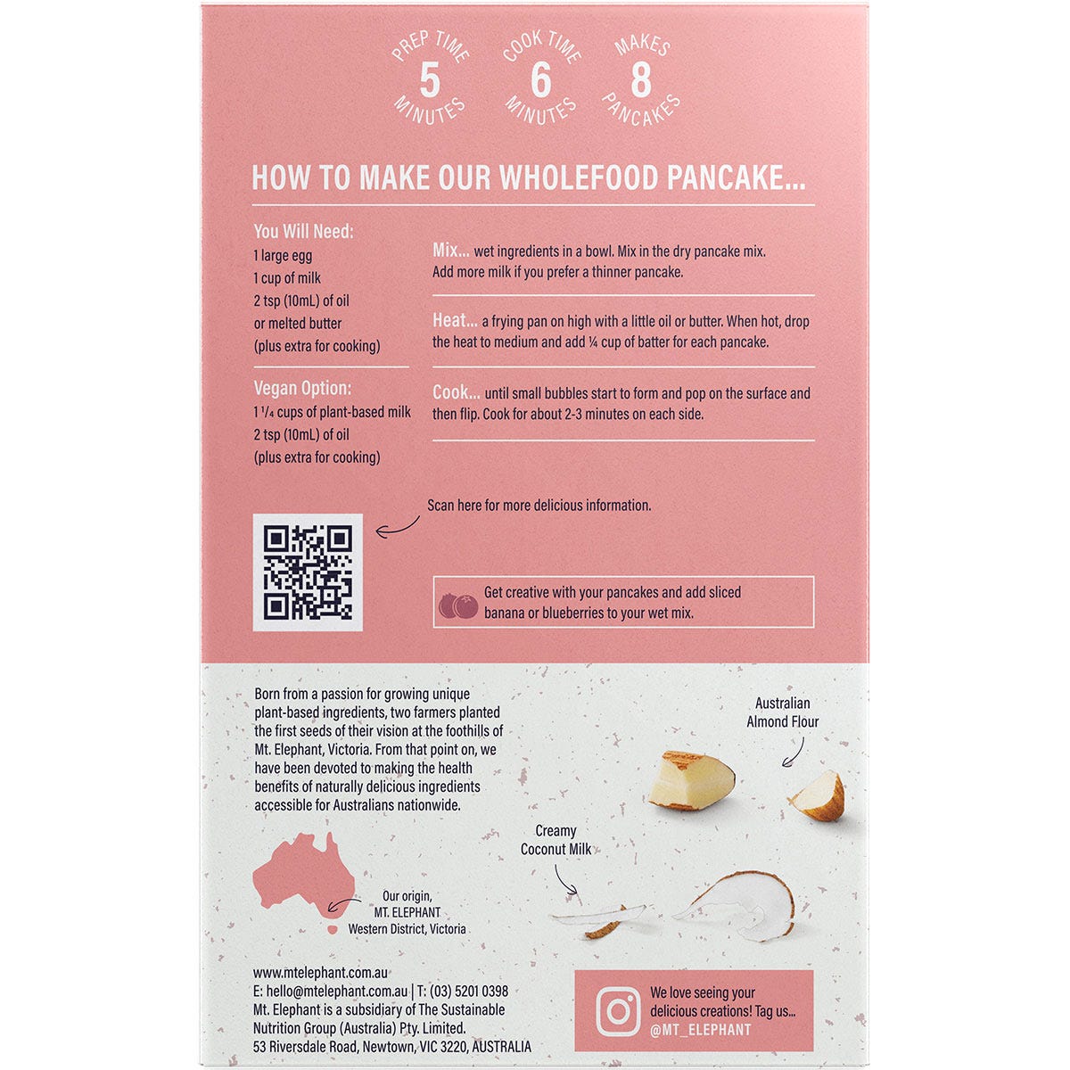 Mt. Elephant Wholefood Pancake Mix Buttermylk 230g (Pack of 5) Payless 4 Organics