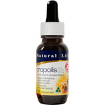 Natural Life Propolis Liquid 40% 25ml alcohol-free bottle with a yellow and white label on a white background.