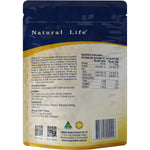 Back of Natural Life Propicol Propolis and Manuka Honey candy bag showing nutrition facts and ingredients.
