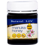 250g jar of Natural Life Manuka Honey MGO 550 on a white background with a gold and black label.
