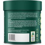 Back view of a cylindrical canister of Nutrafin Probiotics, showing the product ingredients, barcode, and recycling information on a white background.