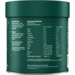 A dark green cylindrical canister of Life Time Health Products Pty Limited Bova Powder, showing the back label with nutritional information, directions, and warnings on a white background.