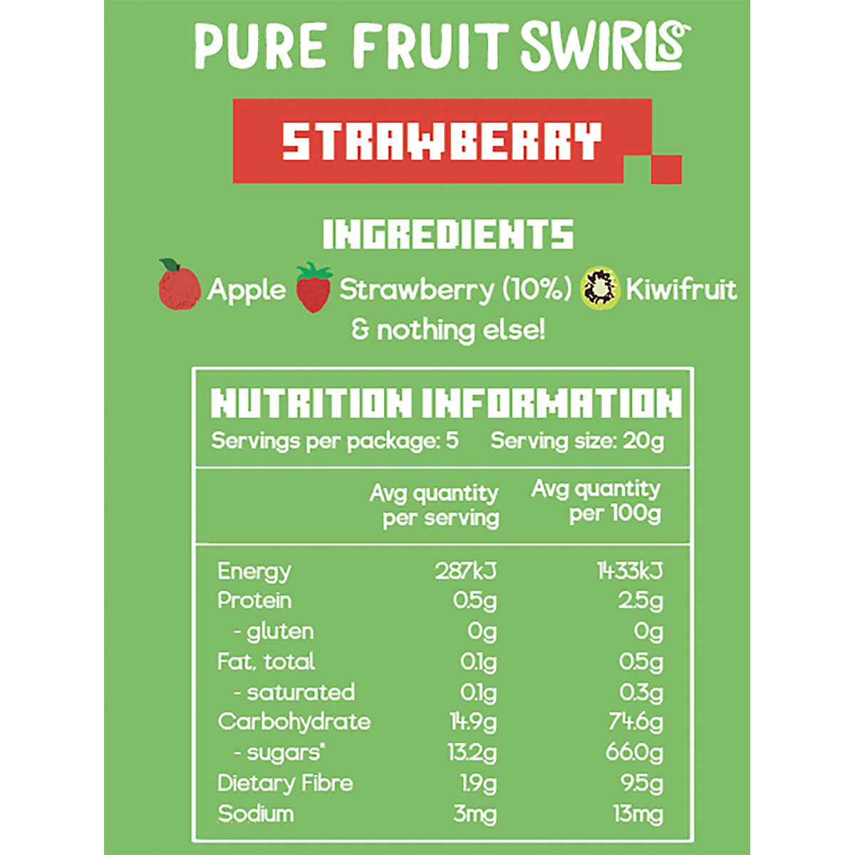 A single red Nibblish strawberry fruit swirl shown on a white background.