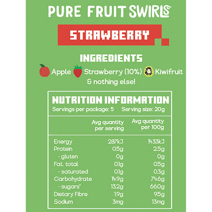 A single red Nibblish strawberry fruit swirl shown on a white background.