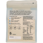 Back of a Nimbus Soy Milk Powder 240g pouch showing nutritional facts, ingredients, and preparation instructions.