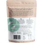 Back of a 120g Not Coffee pouch showing nutritional information, ingredients, and brewing instructions.