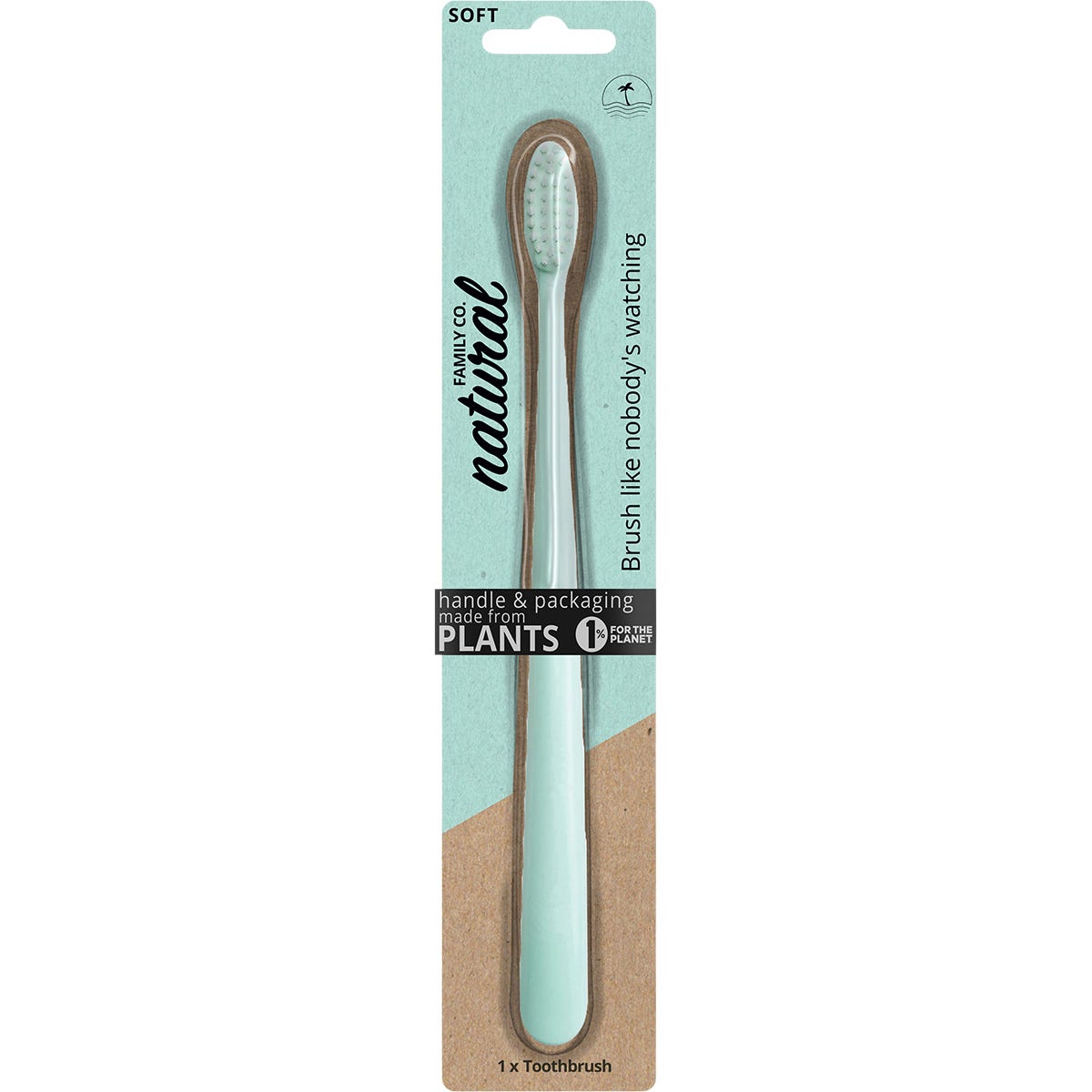 Close-up of assorted neon NFco. Bio Toothbrushes in an 8-pack, highlighting soft bristles and biodegradable handles.