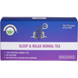 Nutri-Leaf Sleep and Relax Herbal Tea 15-pack box featuring a purple design with botanical illustrations.