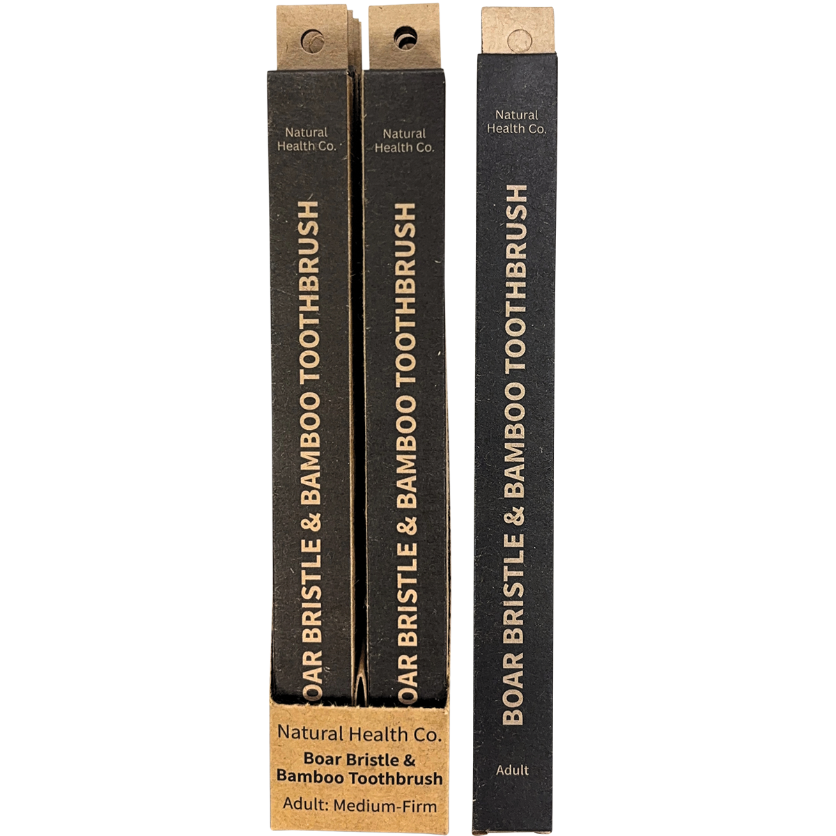 Natural Health Co Boar Bristle & Bamboo Toothbrush Adult Med-Firm 1 Pack (Pack of 12)