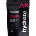 Niulife Hydrate Kiwifruit and Strawberry electrolyte powder 200g tub with coconut water and magnesium.