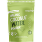 200g bag of Niulife Organic Coconut Water Powder with a green label featuring a split coconut and palm leaves.