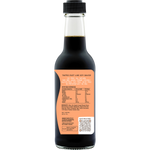 Right side view of a Niulife Soy Not Soy Sauce 250ml bottle showing product info and a soy-free label.