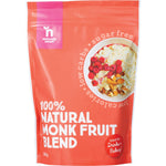500g pouch of Naturally Sweet Natural Monk Fruit Blend, a zero calorie sugar substitute in a resealable green bag.