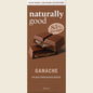 Naturally Good Ganache Filled Chocolate Block 100g on a white background with 85% less sugar and vegan logos.