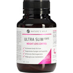 Nature's Help Ultra Slim Forte Weight Loss Control 60 capsules in a white bottle with a purple and gold label.