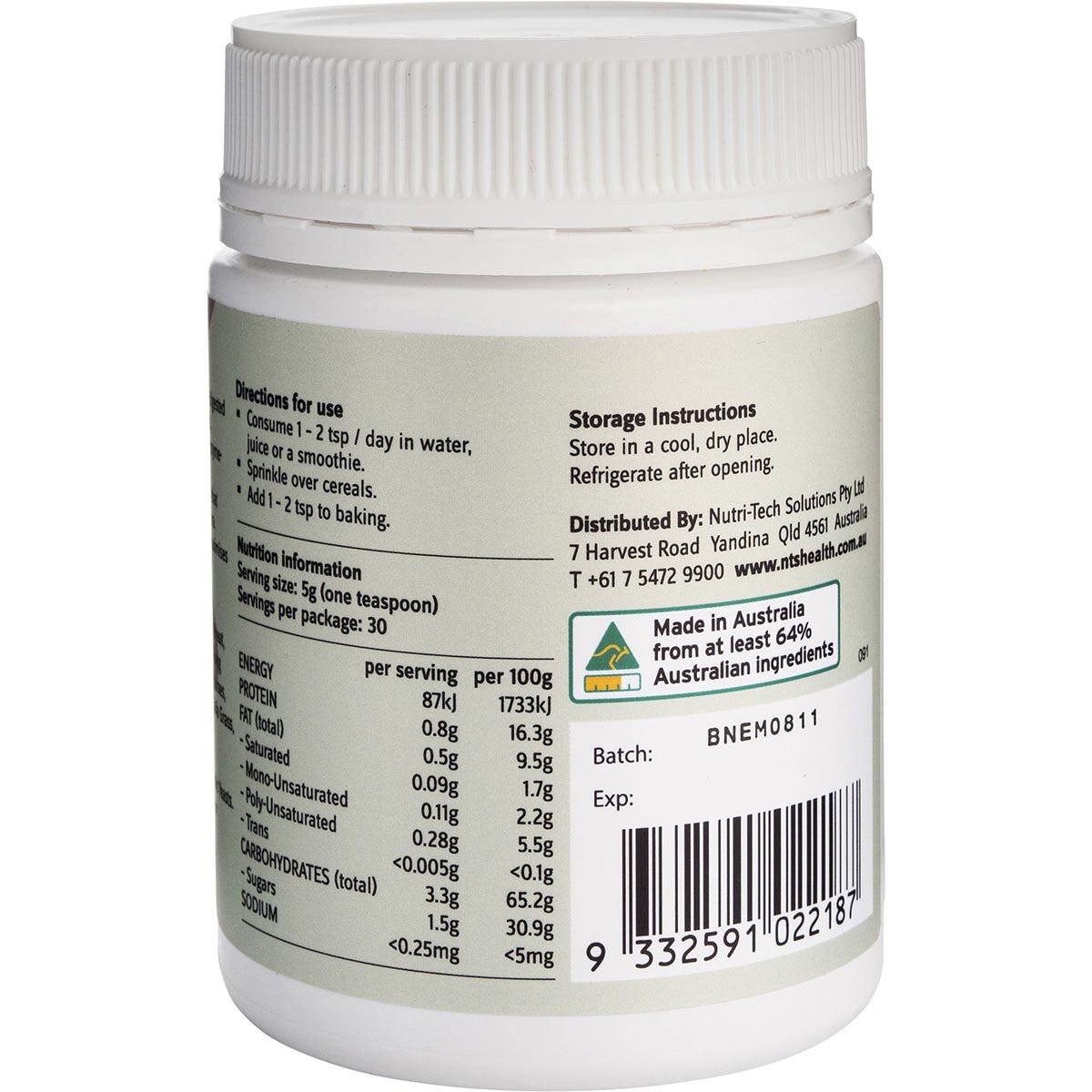 NTS Health Digest-Ease Probiotic 150g tub featuring organic fermented superfoods and billions of organisms.