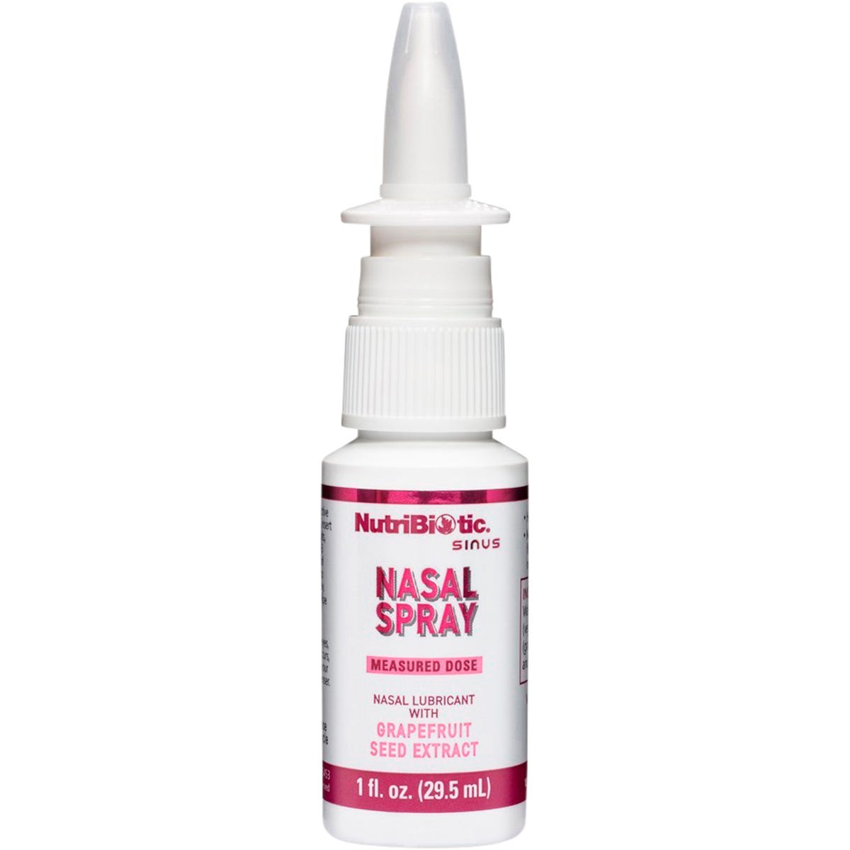 NutriBiotic Nasal Spray 29.5ml pump bottle with grapefruit seed extract on a white background.