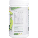 Right side of a Natural Evolution Green Banana Resistant Starch 800g tub showing nutrition facts and product benefits.