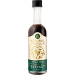 50ml bottle of Natural Vanilla Company Sugar Free Vanilla Extract with a gold label and brown liquid.