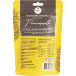 Naked Chocolate Co 100g bag of freeze-dried pineapple in dark chocolate on a white background.