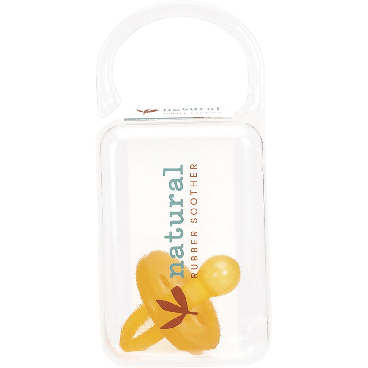 Natural rubber soother with a medium rounded nipple and large circular shield on a white background.