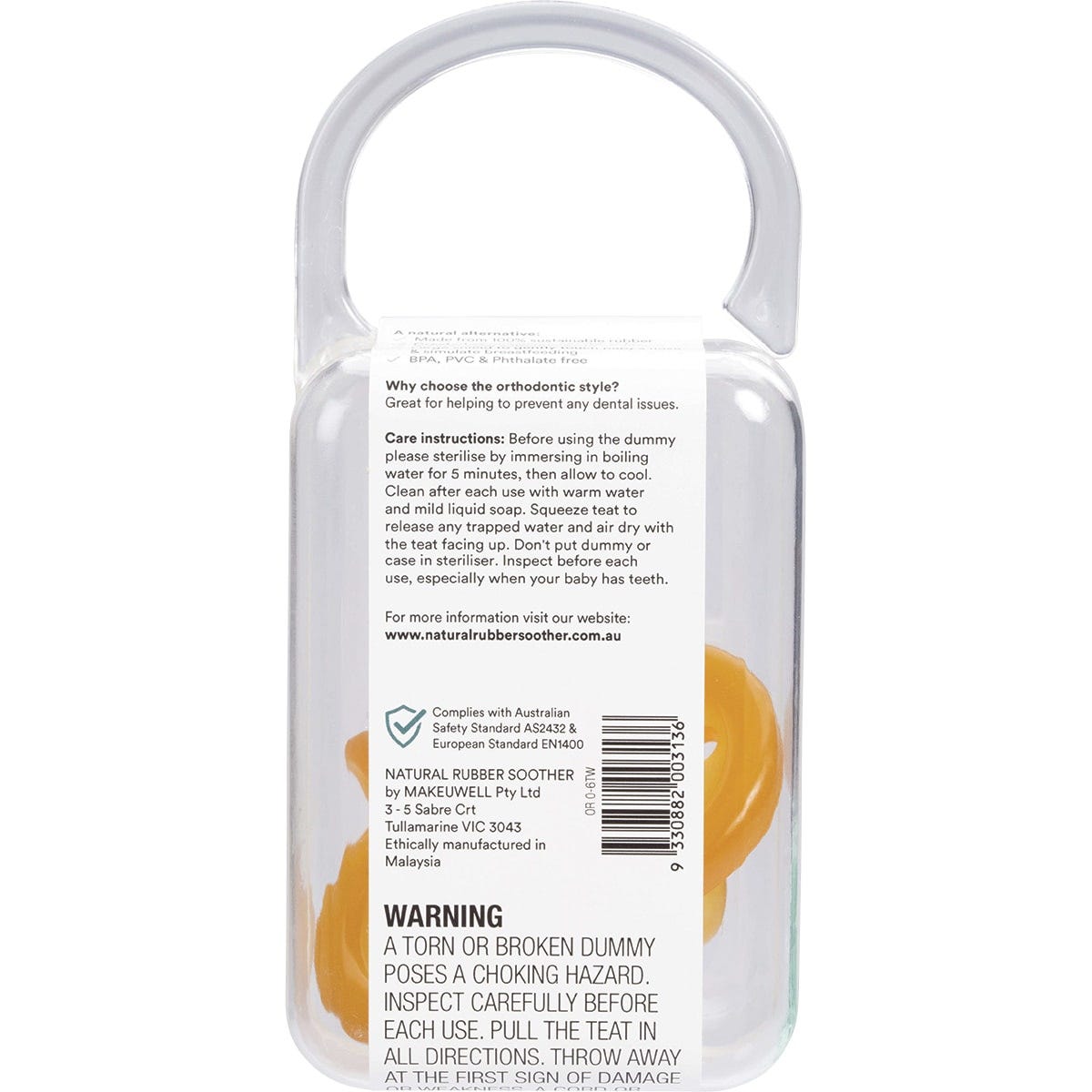 Two small natural rubber orthodontic soothers in a twin pack for babies aged 0-6 months.