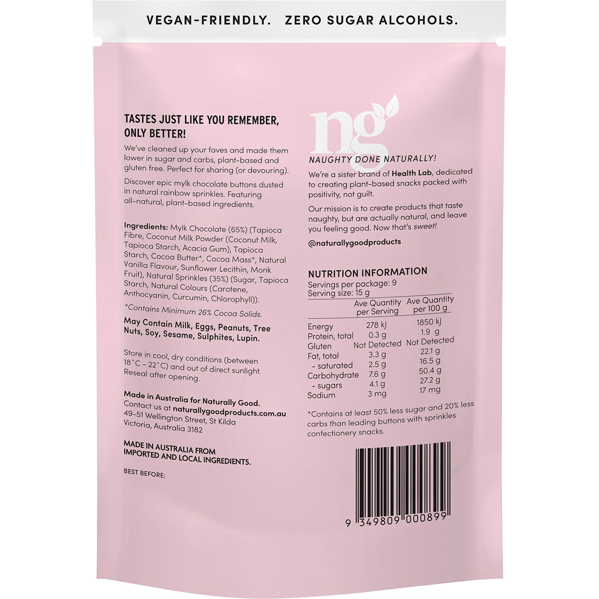 Naturally Good Mylk Zillions 50% less sugar 135g (Pack of 6)
