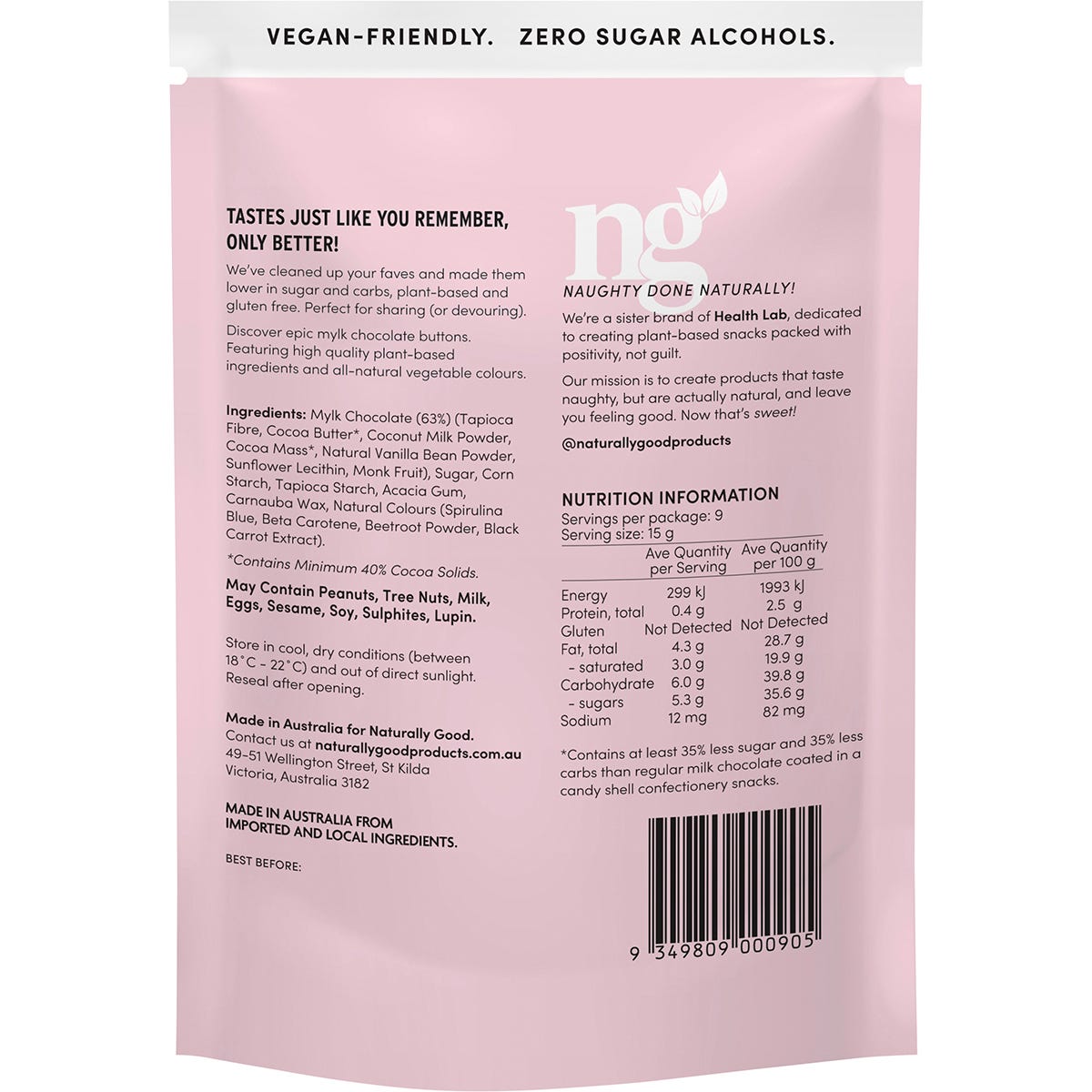 Naturally Good Original Mylk Partyz 35% less sugar 135g (Pack of 6)